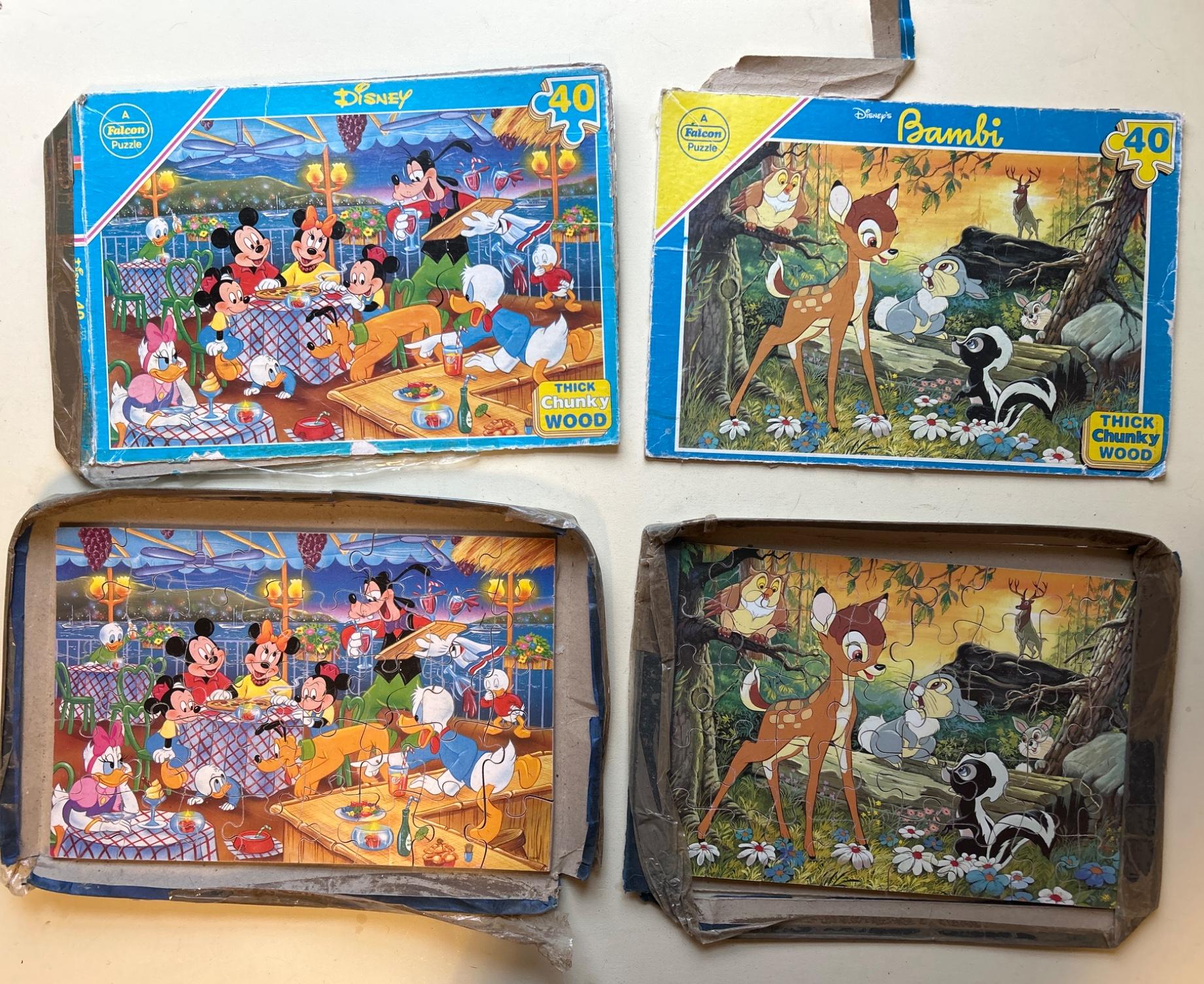 Vintage Disney and Bambi thick wooden Puzzles