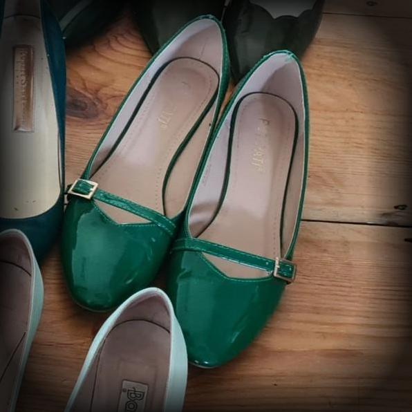 Green Patent Leather Flats