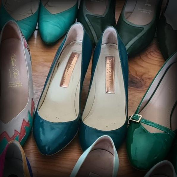 Turquoise Mid Heel Shoes