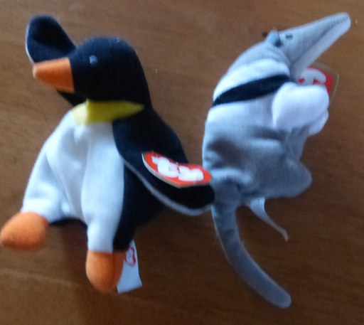 Teeny Beanie Baby Penguin and Anteater