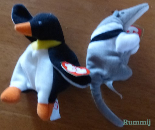 Ty Beanie Babies Penguin & Shark Plush Toys