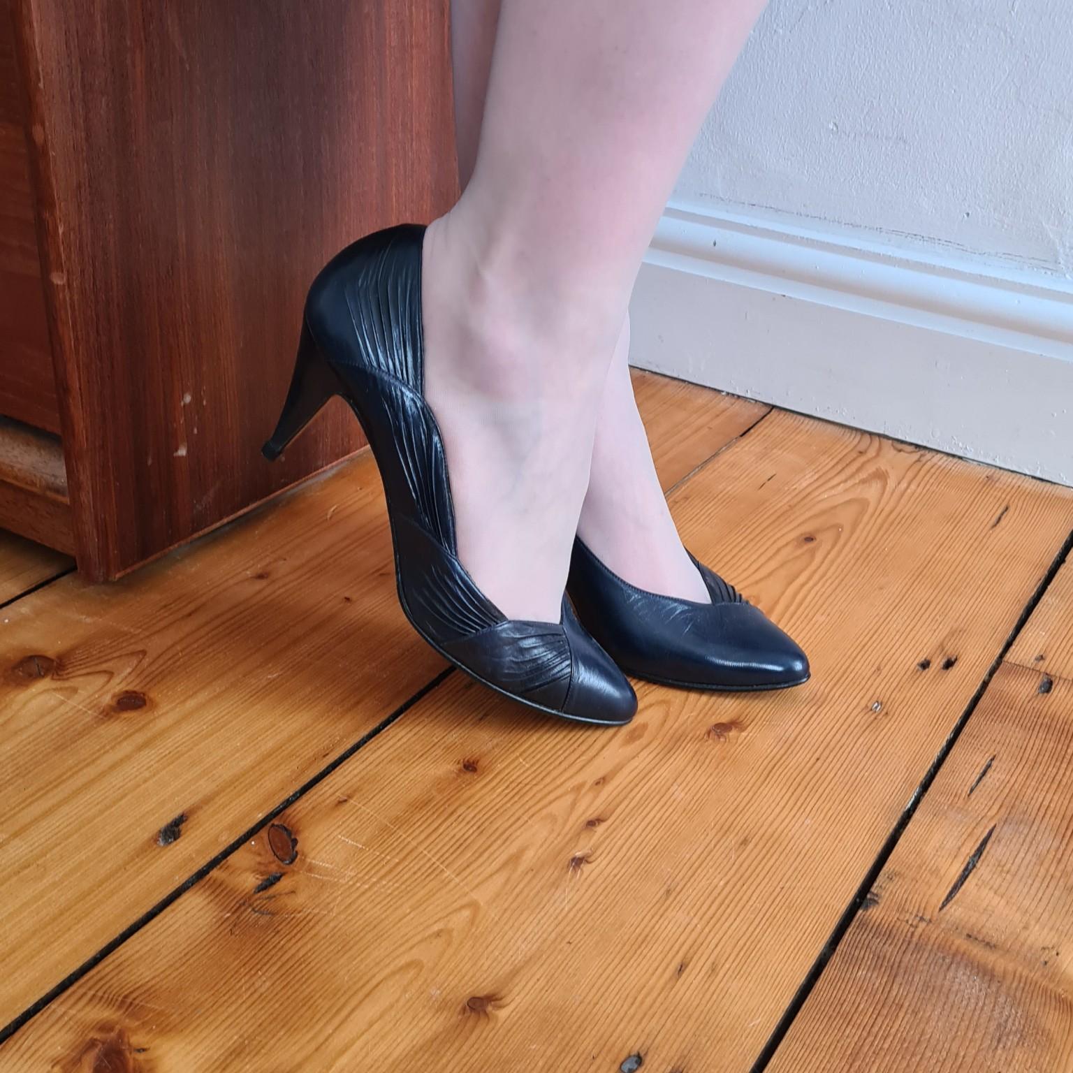 Dark Blue Leather Heels 3