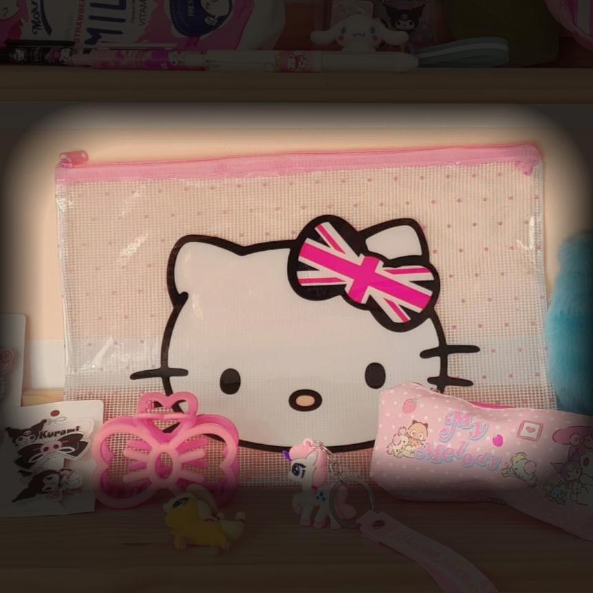 Hello Kitty Pencil Case Large Clear Plastic alt 1